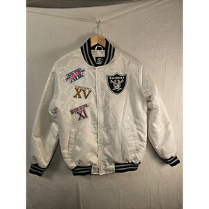 Vintage Starter Raiders Jacket Satin Super‎ Bowl XV XI Women's Medium #1615
